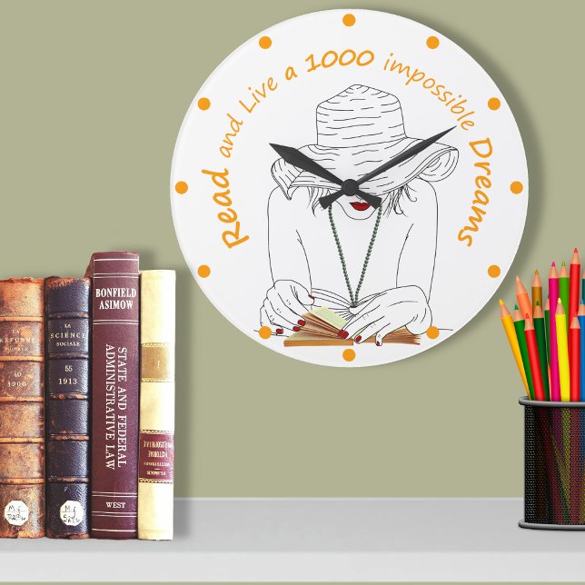Lesen und leben Sie 1000 unmögliche Träume Große Wanduhr (Von Creator hochgeladen)
