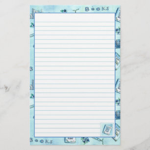 Lesen von Büchern Pastel Blue Lined Briefpapier