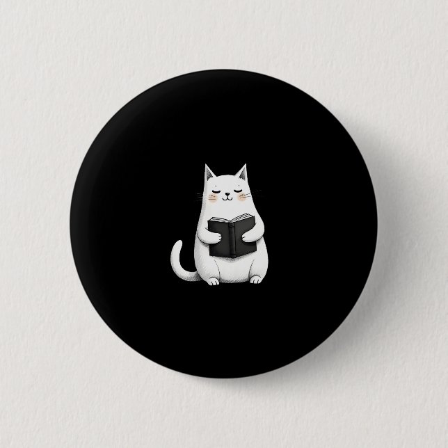 Lesen von Cat Funny Cat Buch Lover Button (Vorderseite)