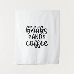 Lesen von Kunstbüchern und Kaffee Wandteppich