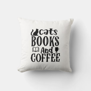 Lesen von Kunstkatzen Bücher und Kaffee Kissen