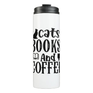 Lesen von Kunstkatzen Bücher und Kaffee Thermosbecher