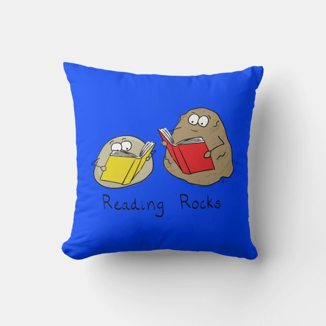 Lesen von Rocks Funny Book Kissen (Vorderseite)