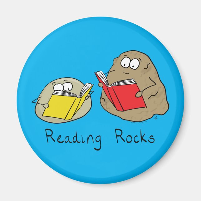 Lesen von Rocks Funny Book Magnet (Vorne)