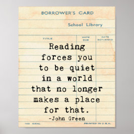 Lesen von ruhigen John Green Zitat Wall Art Poster