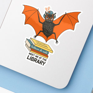 Lesende Fledermaus Whimsical Bibliothekar mit Bü Aufkleber