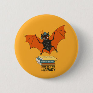 Lesende Fledermaus   Whimsical Bibliothekar mit Bü Button