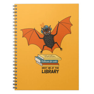 Lesende Fledermaus Whimsical Bibliothekar mit Bü Notizblock