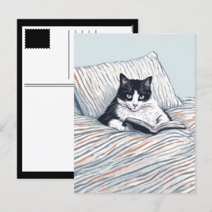lesende Katze Feiertagspostkarte