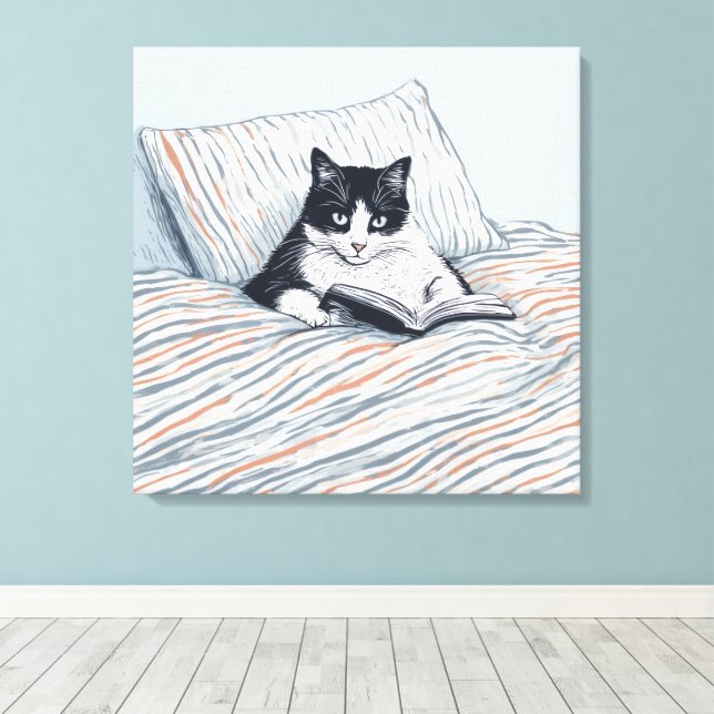 lesende Katze Leinwanddruck (Insitu (Holzboden))