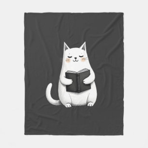 Lesende Katze Lustige Katzenbuchliebhaberin Fleecedecke