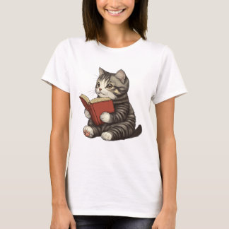 Lesende Katze Shirt, Büchernärrische Katzenliebhab T-Shirt