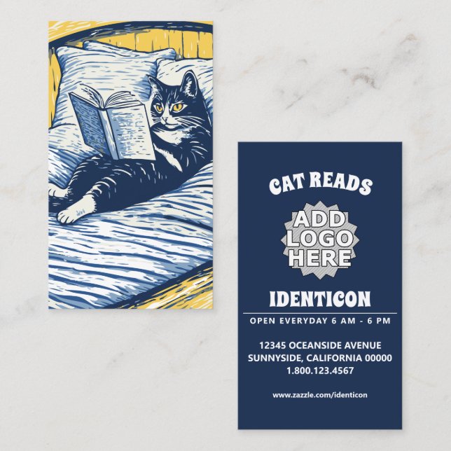 lesende Katze Visitenkarte (Vorne/Hinten)