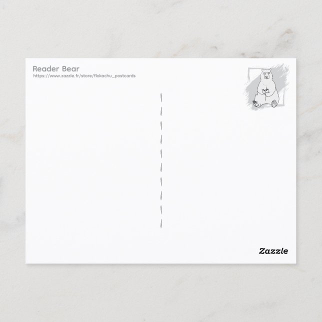 Lesender Bär Postkarte (Rückseite)