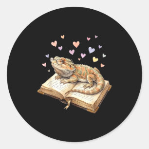 Lesender Bartdrache Reptil Buchliebhaber für Junge Runder Aufkleber