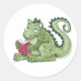 Lesender Drache Runder Aufkleber
