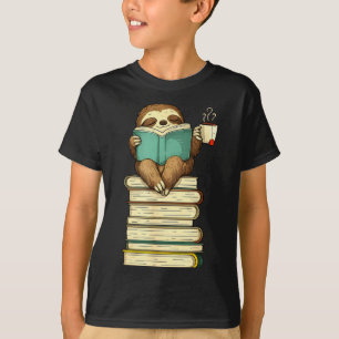 Lesender Faultier-Tier lustiges Faultier liest Buc T-Shirt