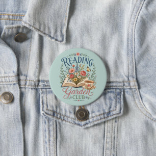 Lesender Gartenclub Cottagecore Floral Button