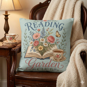 Lesender Gartenclub Cottagecore Floral Kissen