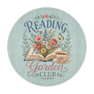 Lesender Gartenclub Cottagecore Floral Schneidebrett