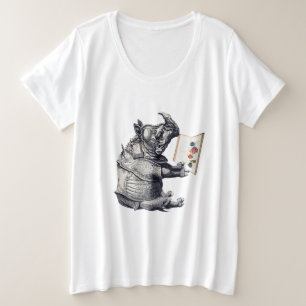 Lesender Nashorn liebt Bücher Große Größe T-Shirt