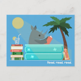 Lesender Rhino im Pool Postkarten