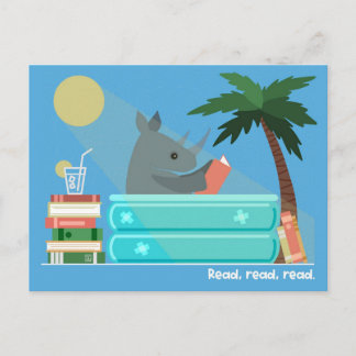 Lesender Rhino im Pool Postkarten