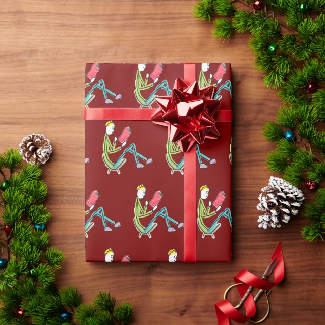 Lesender Stickman Geschenkpapier (Feiertagsgeschenk)