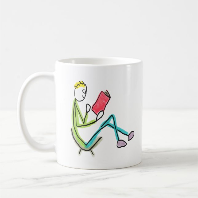Lesender Stickman Kaffeetasse (Links)