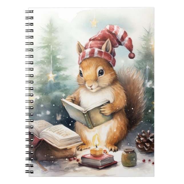 Lesendes Weihnachtshörnchen Notizblock (Vorderseite)