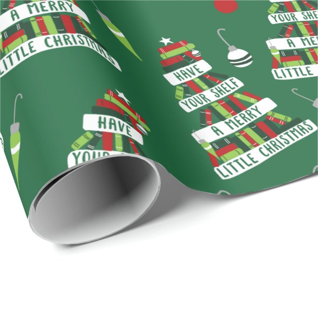 Leser und Buchliebhaber Weihnachtsbaum Geschenkpapier (Rolleneckpunkt)