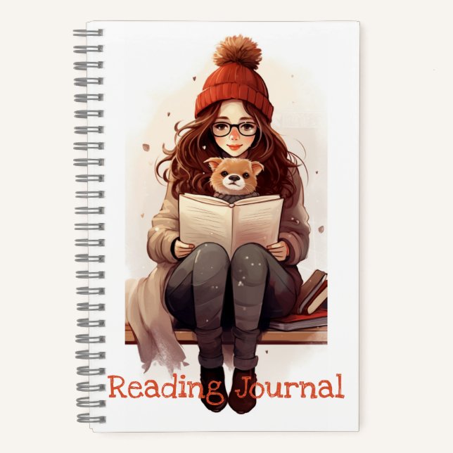 Leserjournal Niedliches Mädchenbuch und Hund Herbs Notizbuch (Vorderseite)