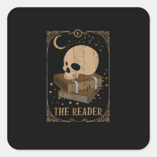 Leserkarte Pagan Goblincore Goth Okkult Buch Quadratischer Aufkleber