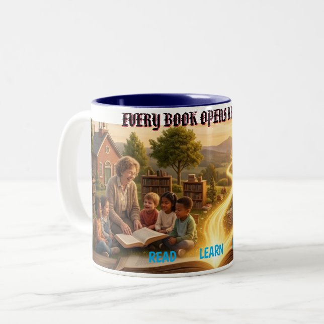 Lesetag-Lesung Zweifarbige Tasse (Vorderseite Links)