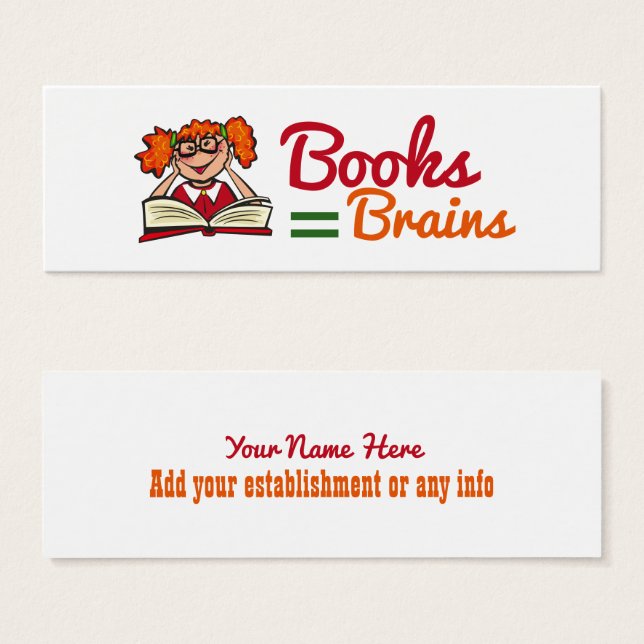 Lesezeichen "Books Equal Brains" (Vorne & Hinten)