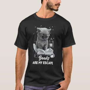 Lesezeichen Bücher sind meine Flucht Katze liest e T-Shirt