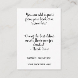 Lesezeichen für Autor-Werbespots Begleitkarte