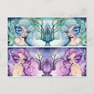 Lesezeichen Postkarte: Blaue Maske / Mauve Maske Postkarte