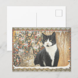 Lesley Anne Ivory Christmas Cat Postcard Postkarte