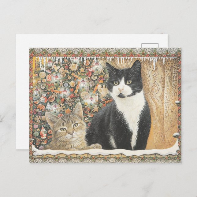 Lesley Anne Ivory Christmas Cat Postcard Postkarte (Vorne/Hinten)