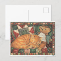LESLEY ANNE IVORYS CHRISTMAS CAT POSTCARD