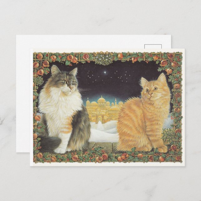 LESLEY ANNE IVORYS CHRISTMAS CAT POSTCARD POSTKARTE (Vorne/Hinten)