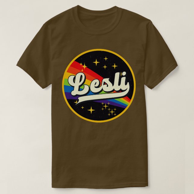 Lesli Regenbogen im Vintagen Stil T-Shirt (Design vorne)