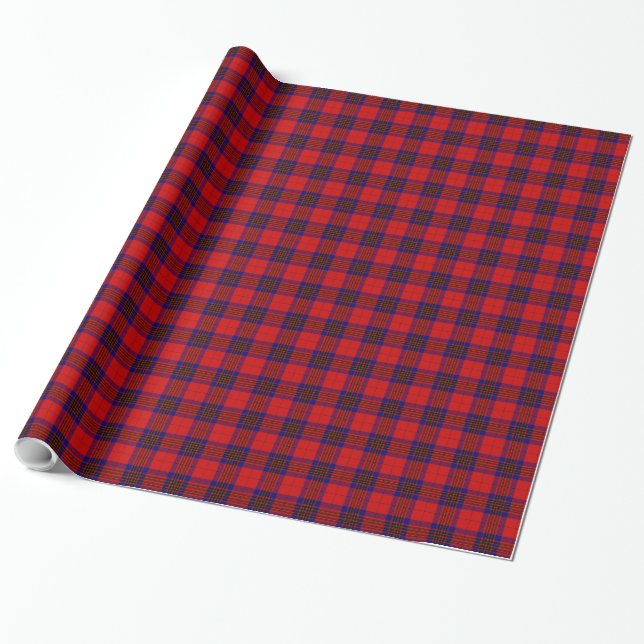 Leslie Tartan Red Blue lila kariert Geschenkpapier (Ungerollt)