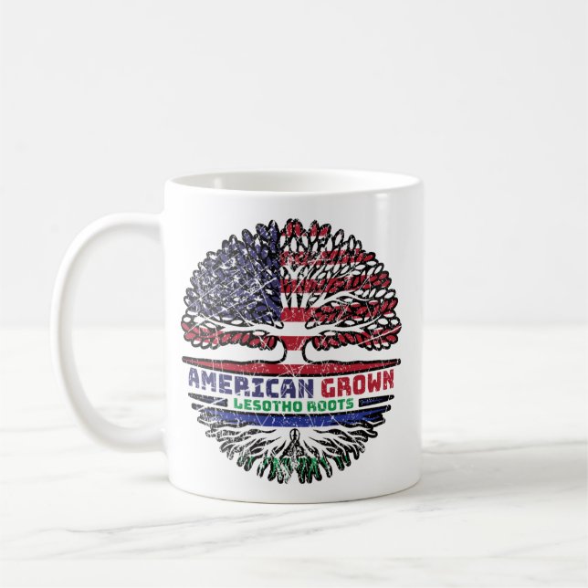 Lesotho American USA Tree Roots Flag Kaffeetasse (Links)