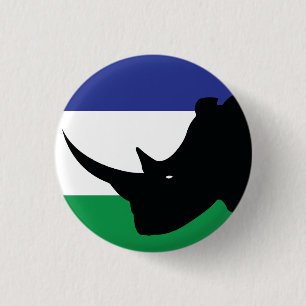 Lesotho Black Rhino Basotho Nationale Tierflagge Button