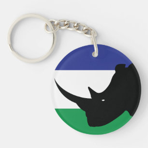 Lesotho Black Rhino Basotho Nationale Tierflagge Schlüsselanhänger