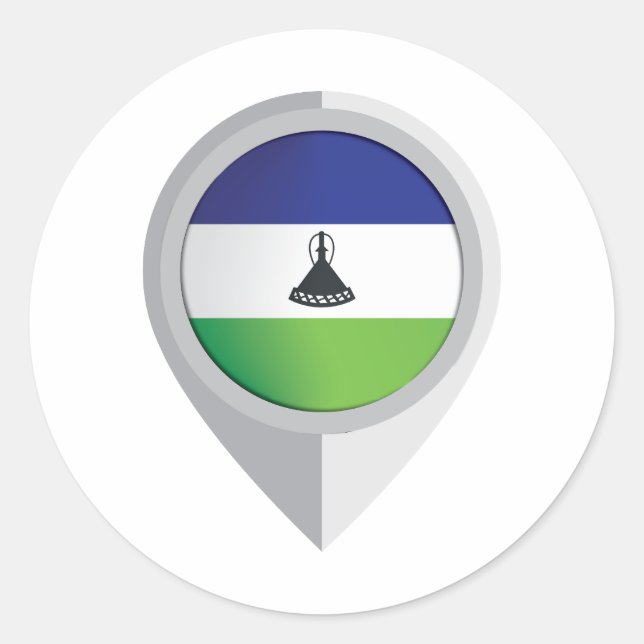 Lesotho Button Location Flag Runder Aufkleber (Vorderseite)