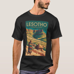 Lesotho Drakensberg Illustration Reise Kunst Retro T-Shirt