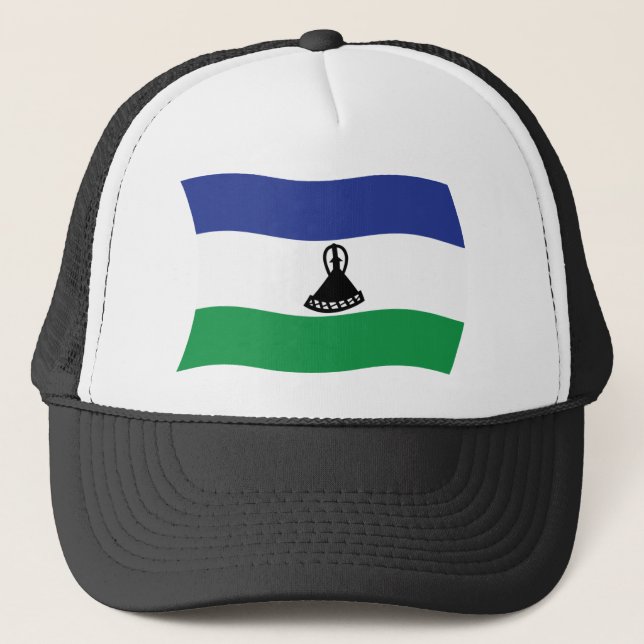 Lesotho Flag Hat Truckerkappe (Vorderseite)